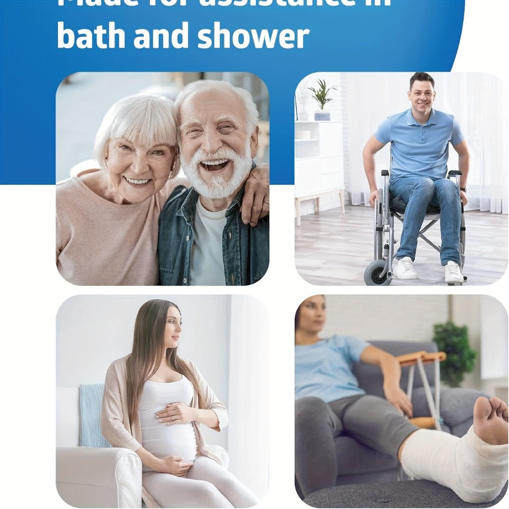 Shower Chair with Padded Armrests & Back - Heavy Duty Bath Seat 350 lb Capacity, Adjustable Height, Non-Slip Base, Lightweight Aluminum Frame for Elderly, Seniors & Disabled