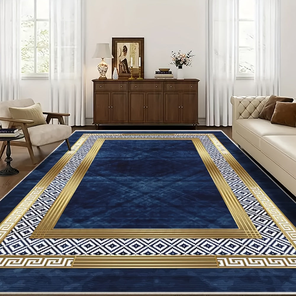 Area Rug Luxury Imitation Cashmere Machine Washable Non-Slip Plaid Checkered for Living Room Bedroom Dining Room Home Office Outdoor Camping