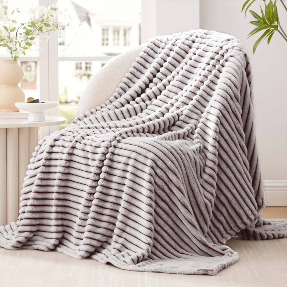 Jacquard Knit Checkered Blanket ¨C Soft Cozy Fluffy Plaid Throw for Couch, Bed & Sofa, All Seasons, 4 Colors, Throw to King Size