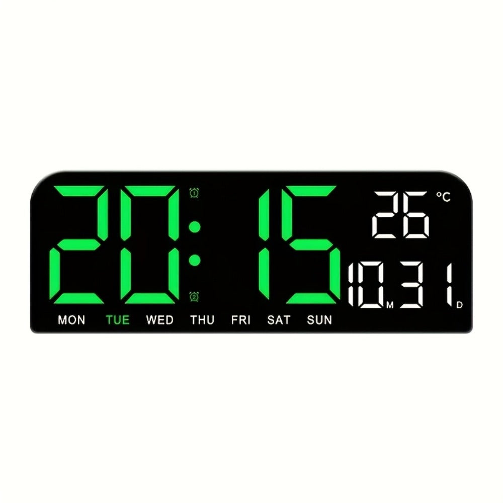 LED Alarm Clock Large Screen - Digital Clock with Temperature Humidity Week Display, Bedroom Living Room Office Desk Clock