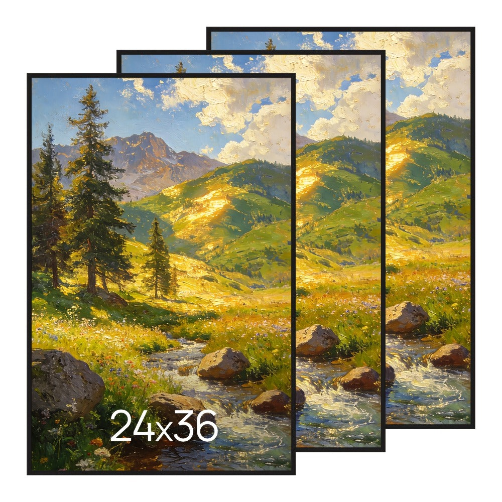 Poster Frame 24x36 Black 3 Pack, Slide-In Picture Frames for Horizontal or Vertical Wall Mounting, Scratch-Proof Lightweight Gallery Wall Photo Frame for Art Prints Diplomas