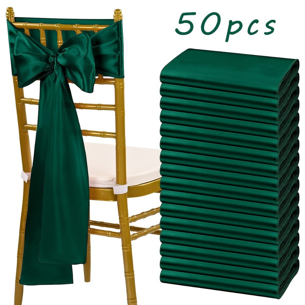 Satin Chair Sashes Bows 50pcs ¨C 7x108 Inch Chair Waist Belt Bow Ties for Wedding Reception, Banquet, Party, Hotel & Event Chair Cover Decoration