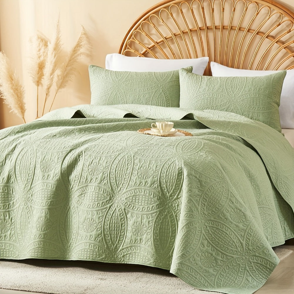 Quilt Set 2-3pcs ¨C Lightweight Microfiber Bedspread Coin Pattern Coverlet All Seasons Twin Full Queen King Cal King