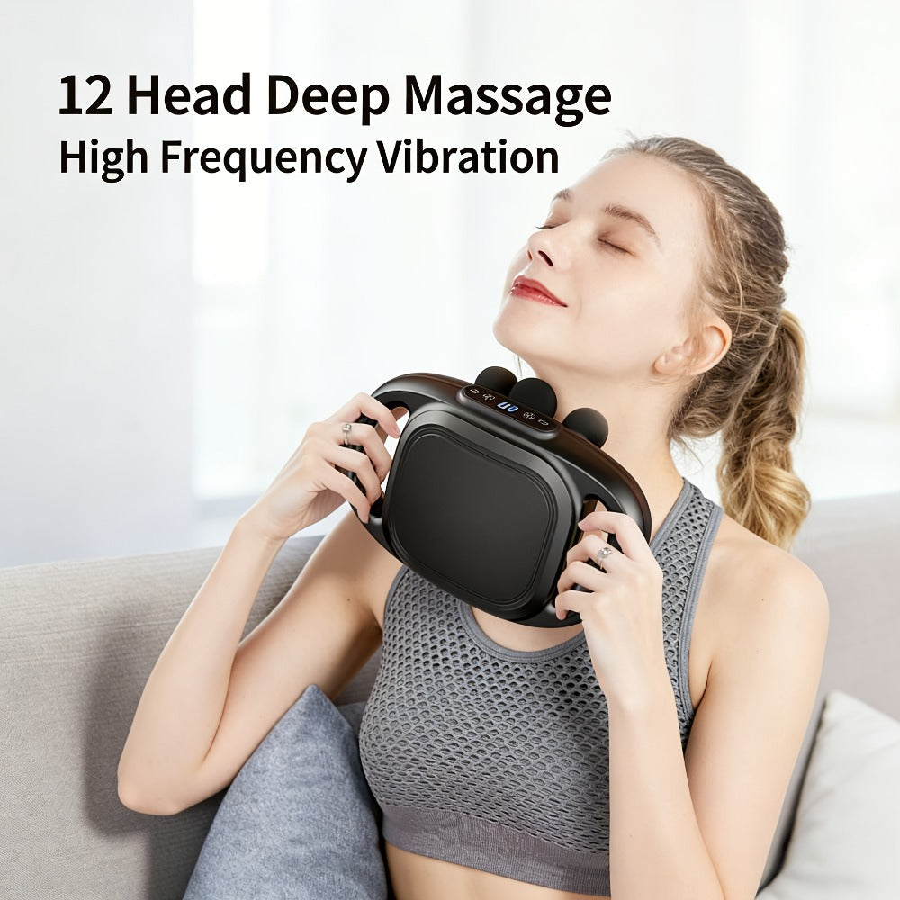 Fascia Gun Multi-Head Deep Tissue Massager ¨C 9 High-Frequency Modes for Leg, Waist, Back & Hip Muscle Relief | Ergonomic Compact Design with High-Performance Motor for Fitness Recovery