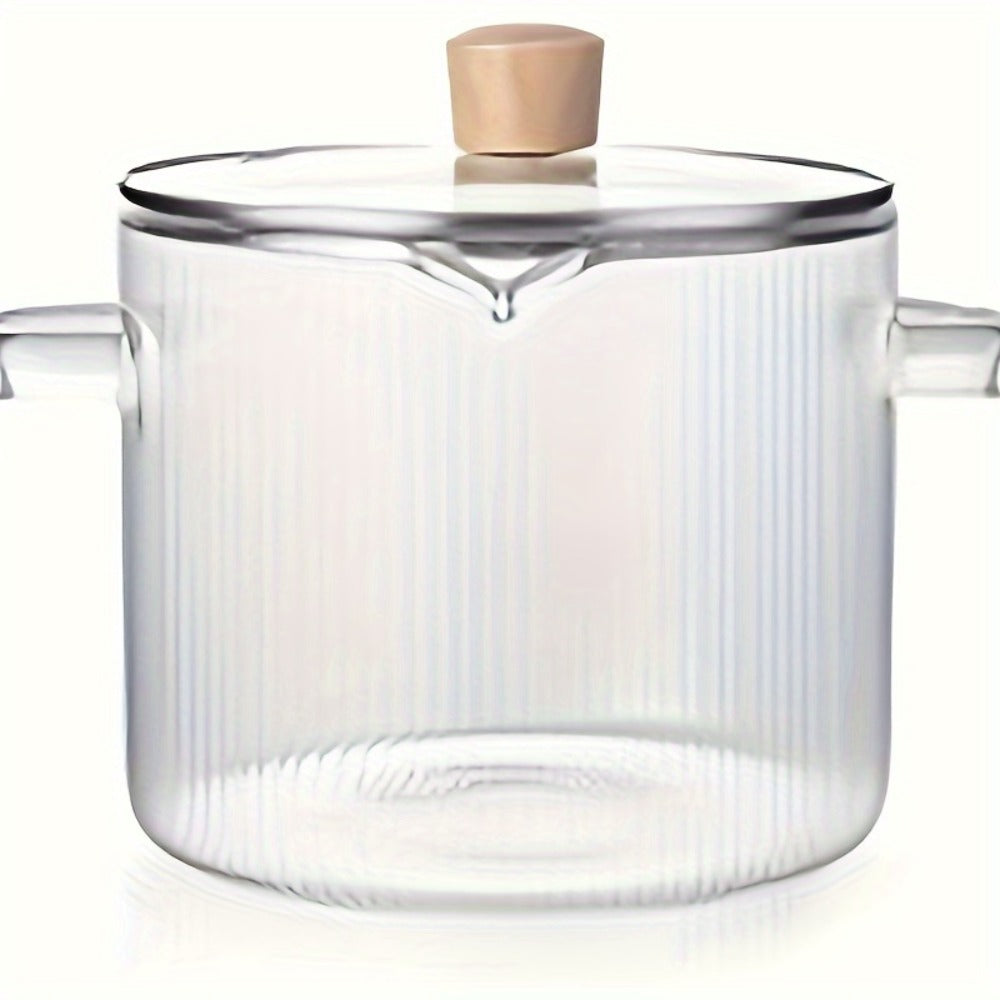 Borosilicate Glass Pot with Lid, Stovetop & Induction Safe, Dishwasher Safe, Heat-Resistant Glass Cookware for Soups, Milk, Baby Food & Noodles, Small 60.87oz & Large 77.77oz, Home & Restaurant
