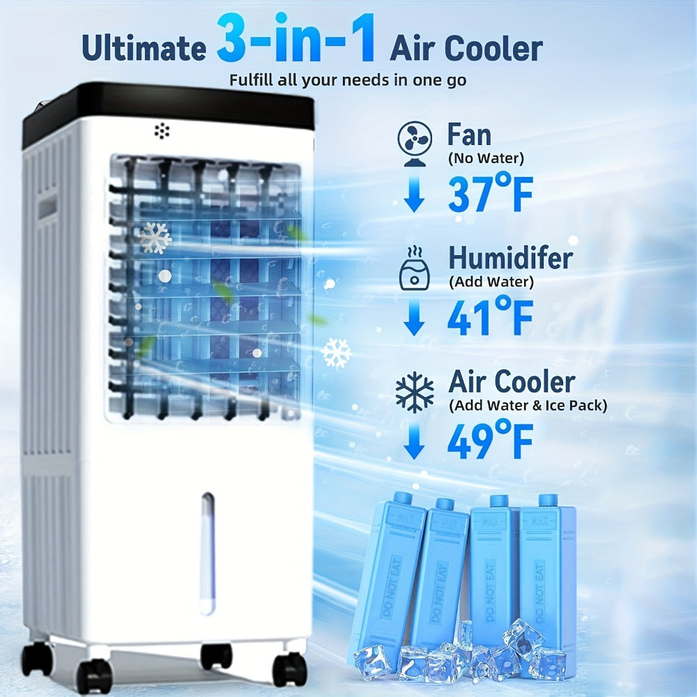 Outdoor Air Cooler 3-in-1 Evaporative Cooler Fan with Misting Humidifier 2.9 Gal Large Tank Remote Control 45¡ã Oscillation for Patio Garden Deck BBQ White