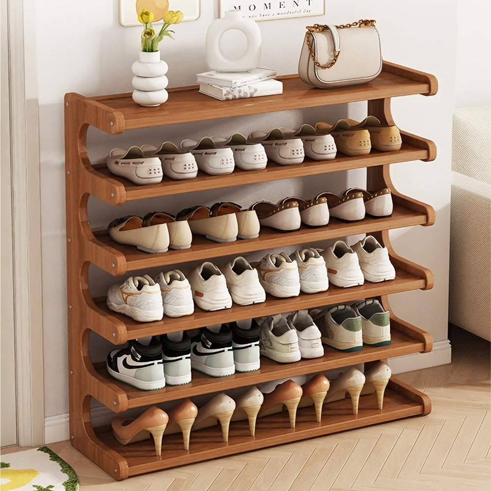Bamboo Shoe Rack 3 5 6 Layer Widened Reinforced - Multi-Tier Shoe Storage Stand for Entryway Bedroom Living Room Garage, Space Saving Eco-Friendly Bamboo Shoe Organizer, Easy Assembly