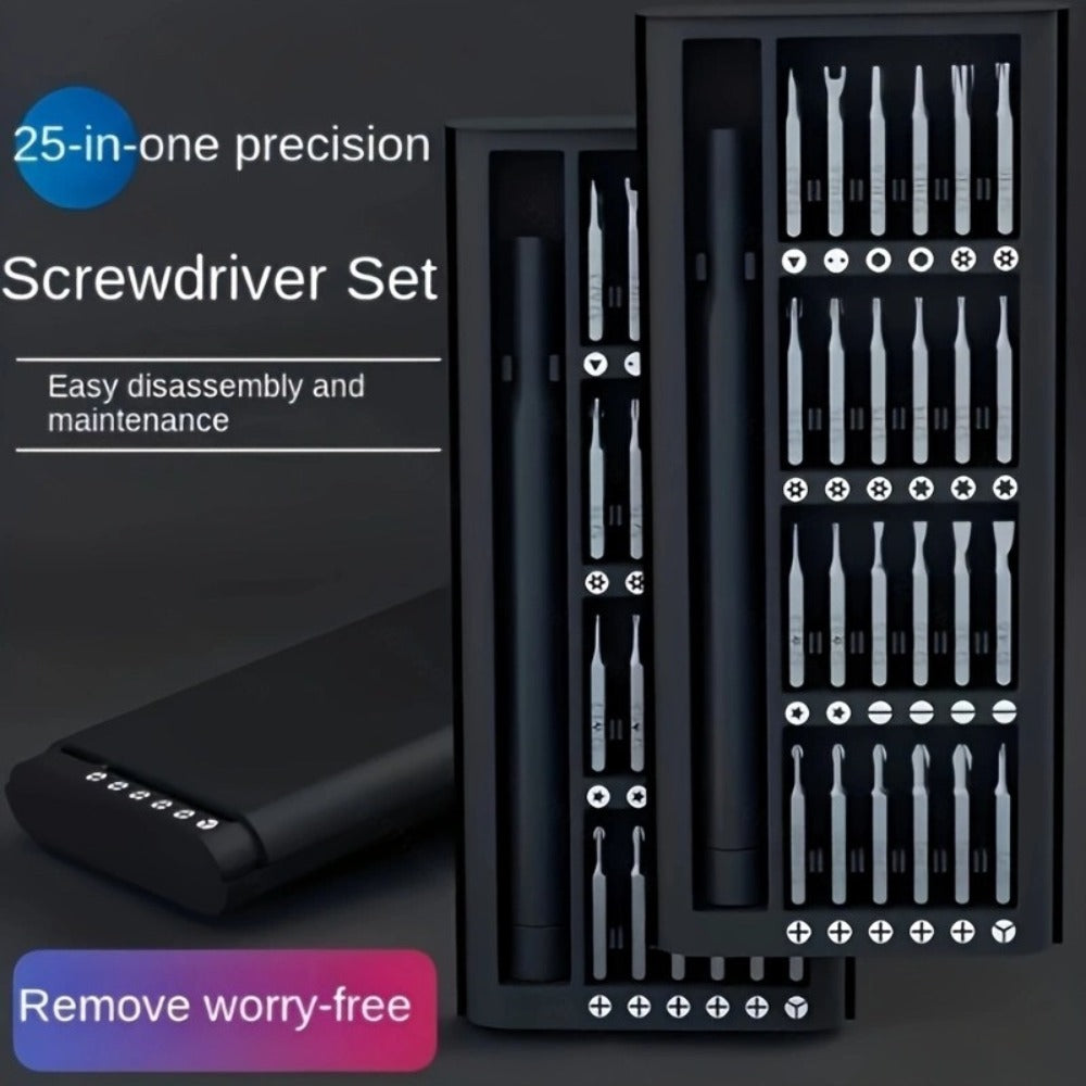 Precision Screwdriver Set 24-in-1 Multi-Functional Phone Tablet Laptop Repair Tool Kit Magnetic Bit Disassembly Removal Tools for Electronics Watch Glasses Computer DIY Repair Black Gray