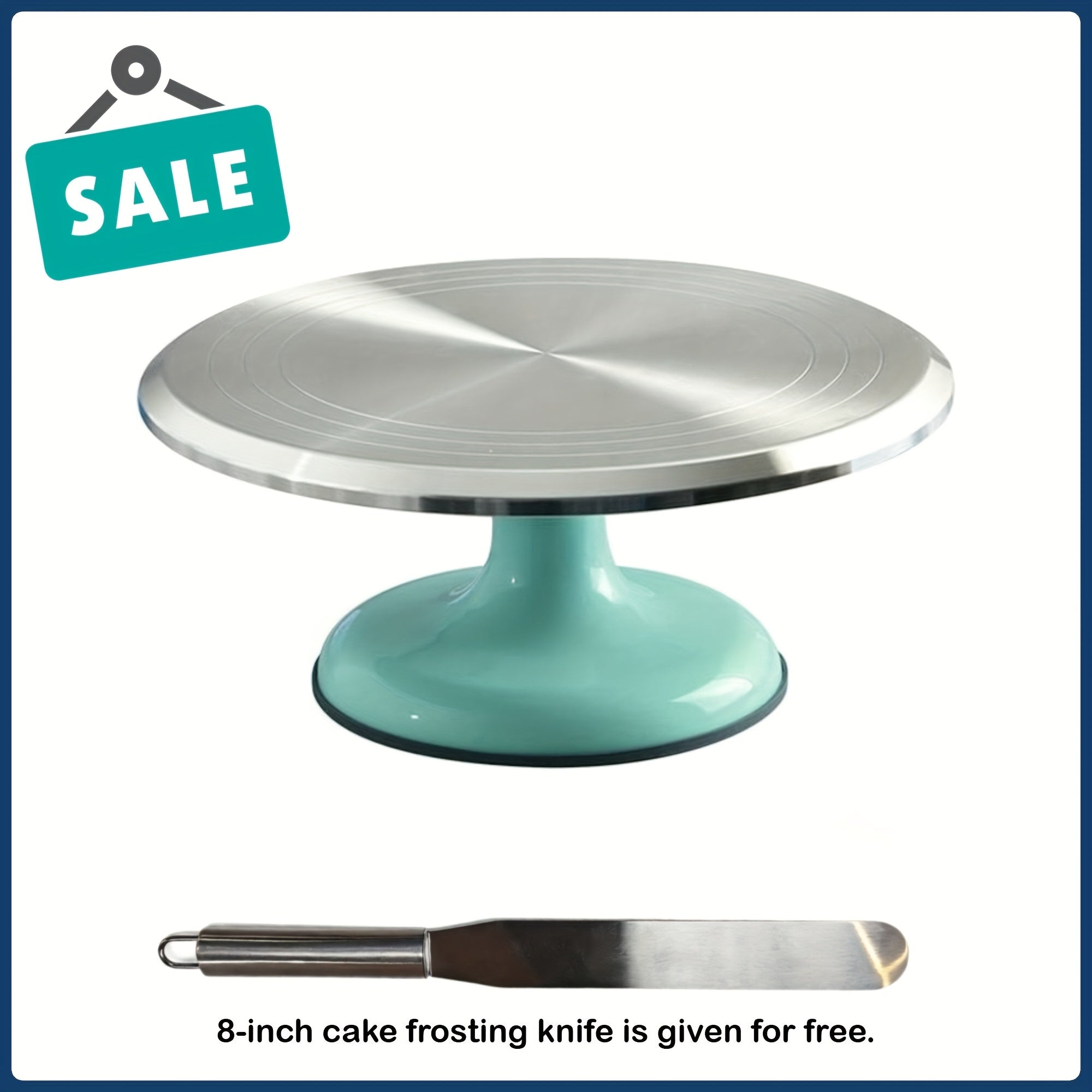 Cake Turntable Stand 10 Inch Aluminum 360 Degree Smooth Rotation with Frosting Spatula - Heavy Duty Rotating Cake Decorating Stand for Baking Birthday Wedding Holiday Desserts, Non-Slip Base Baking Supplies