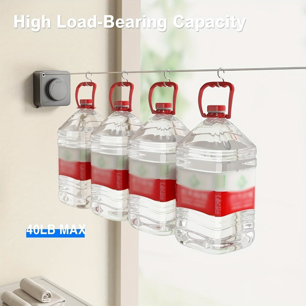 Retractable Clothesline Wall Mounted Stainless Steel Non-Sagging Indoor Outdoor Laundry Drying Line 15.1 Ft Heavy Duty
