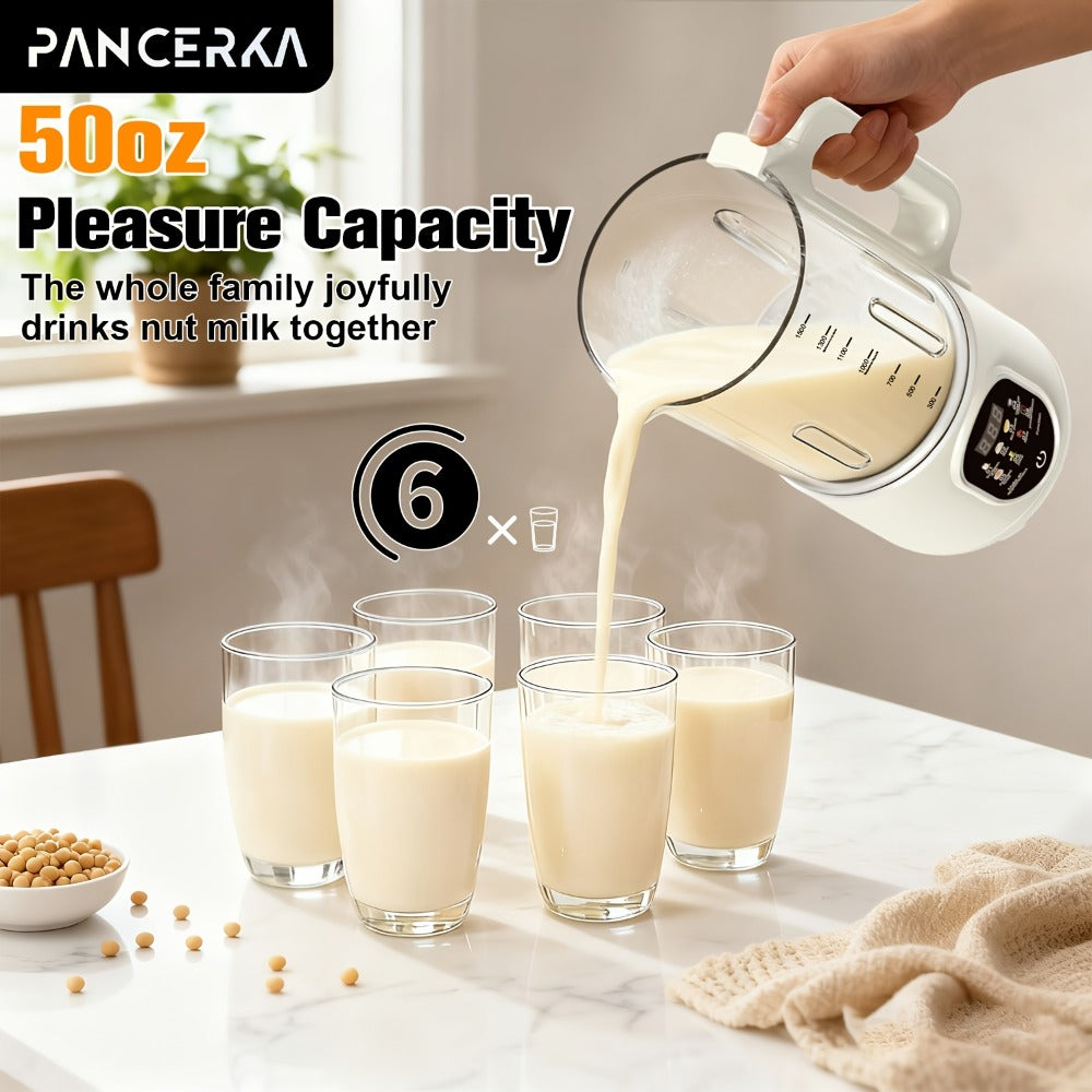 Nut Milk Maker Machine One-Touch Automatic - Multifunctional Plant-Based Milk Blender for Homemade Almond, Oat, Soy & Coconut Milk, High Capacity Countertop Blender for Dairy-Free Living