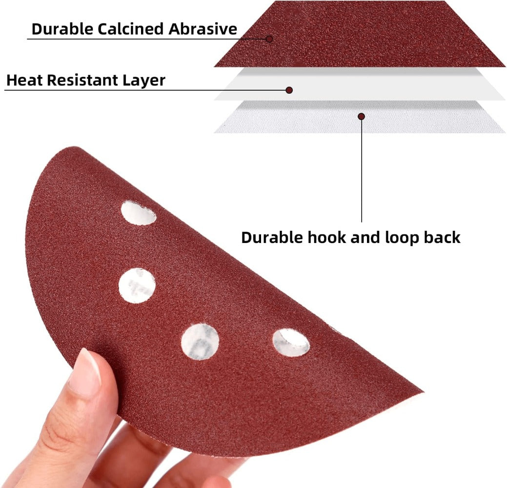 5 Inch Sandpaper 94 Pcs ¨C 8-Hole Hook & Loop Sanding Discs, Assorted Grits 80/180/240/320/400/800/1000/1500/2000/3000, Aluminum Oxide Abrasive for Car Polishing, Wood, Metal & Paint Removal (125mm)