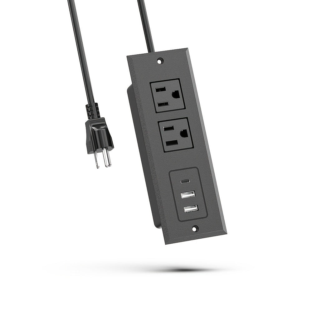 Recessed Power Strip Flush Mount Desk Outlet with USB-C & USB-A Ports In-Desk Power Grommet for Conference Room Office Table Furniture 1.5m Cord