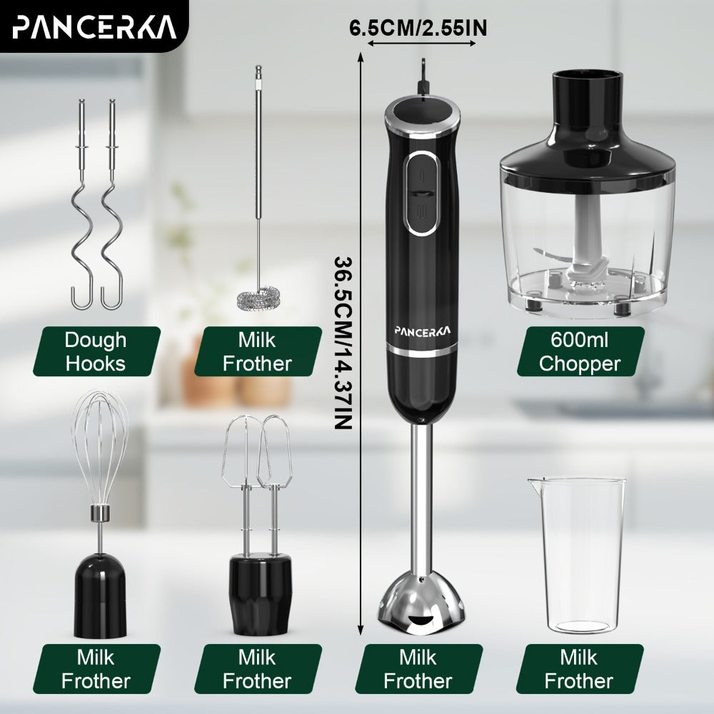 Immersion Blender 8-in-1 Electric Hand Blender with Turbo Mode & Detachable Base ¨C 304 Stainless Steel Handheld Blender with Whisk Milk Frother Attachments for Smoothies Soups Baby Food Puree