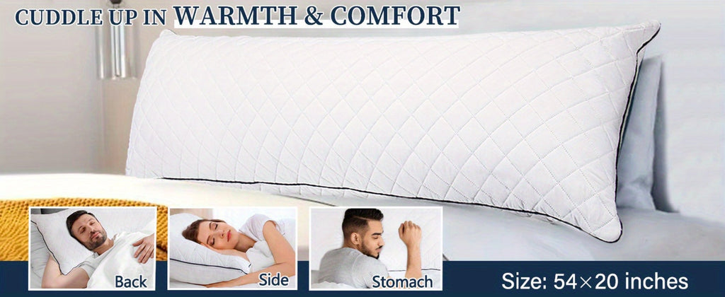 Body Pillow 20x54 Inch Cooling Memory Foam ¨C Full Body Pillow for Adults Side Sleepers, Firm Long Sleeping Pillow for Stomach Back Support, Pregnancy Pillow, Washable Cover, Grey White Pink