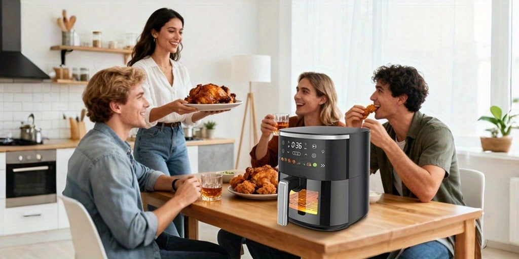 Air Fryer 6QT with 8 Preset Functions, Visible Window, Adjustable Temperature & Timer ¨C Large Capacity Oil-Free Cooker for Crispy Fries, Chicken, Vegetables & More, Easy to Clean Home Kitchen
