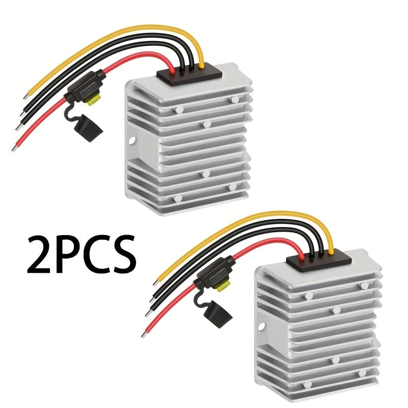 DC Step Down Converter 24V 36V 48V to 12V - High Efficiency Voltage Reducer, Durable Aluminum Housing, for RV, Solar Energy System, Automotive, Industrial Applications, 1pc & 2pcs Options