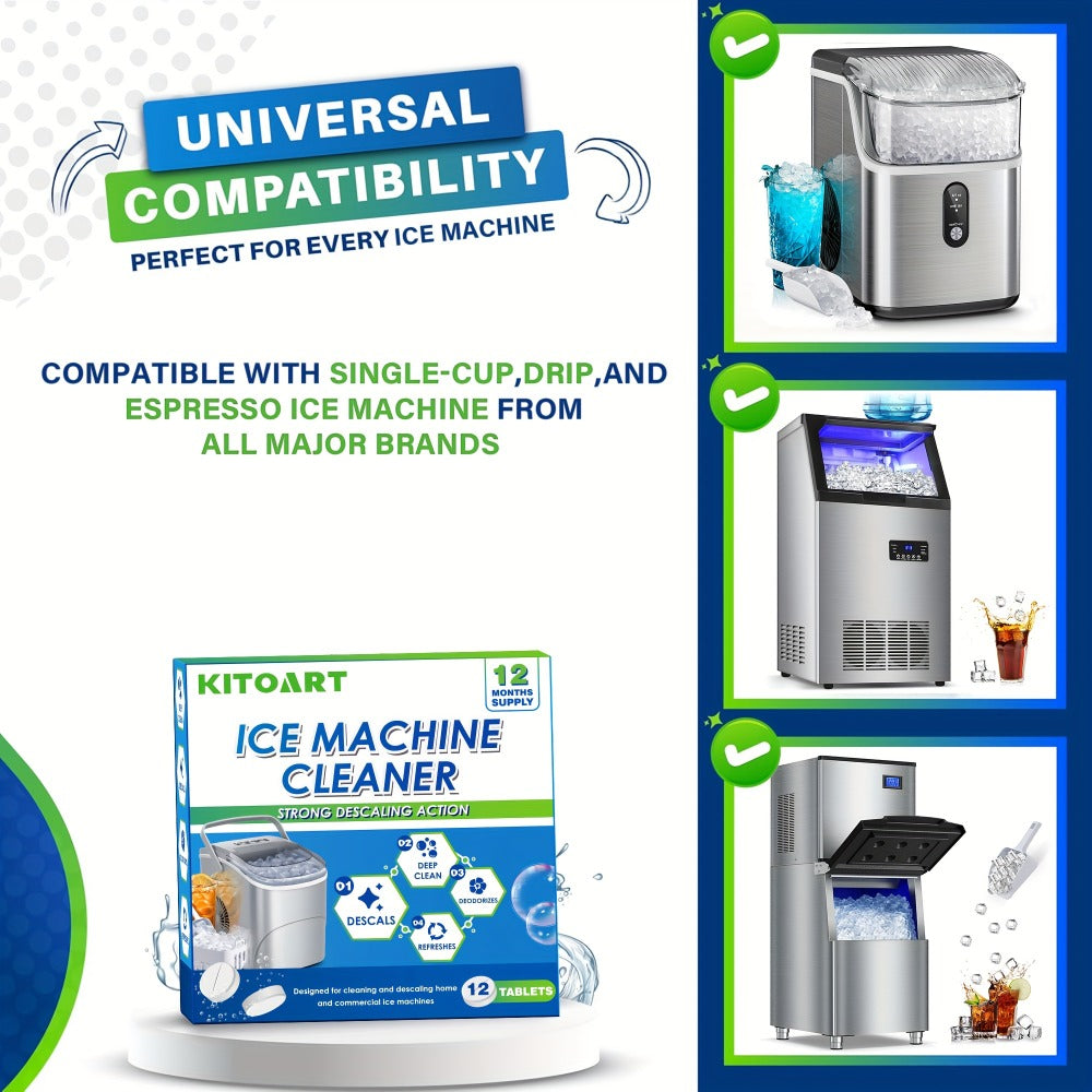 Ice Maker Cleaning Tablets Descaler 12/24/36 Pack, Food Grade Citric Acid Ice Machine Cleaner for Countertop Portable Commercial Ice Makers, Deep Clean Deodorize Remove Limescale