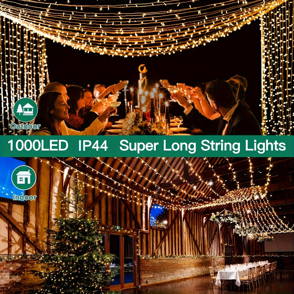 500 LED Christmas String Lights 170 Feet ¨C 8 Lighting Modes with Memory Plug, Transparent Wire Outdoor Lights for Christmas Tree, Party, Balcony & Holiday Decoration ¨C Warm White & Multicolor