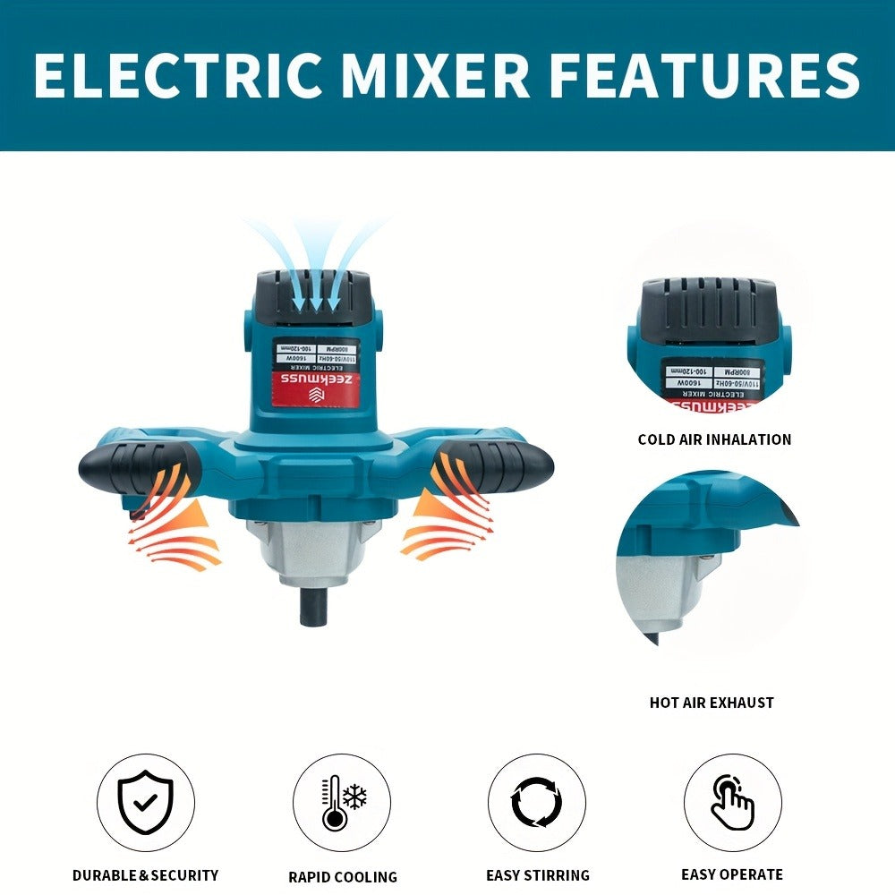Electric Handheld Cement Mixer 2100W | 6-Speed Adjustable 800 RPM Mortar Mixer Drill for Mixing Paint, Cement, Mortar & Feed ¨C Heavy Duty Paddle Mixer Power Tool