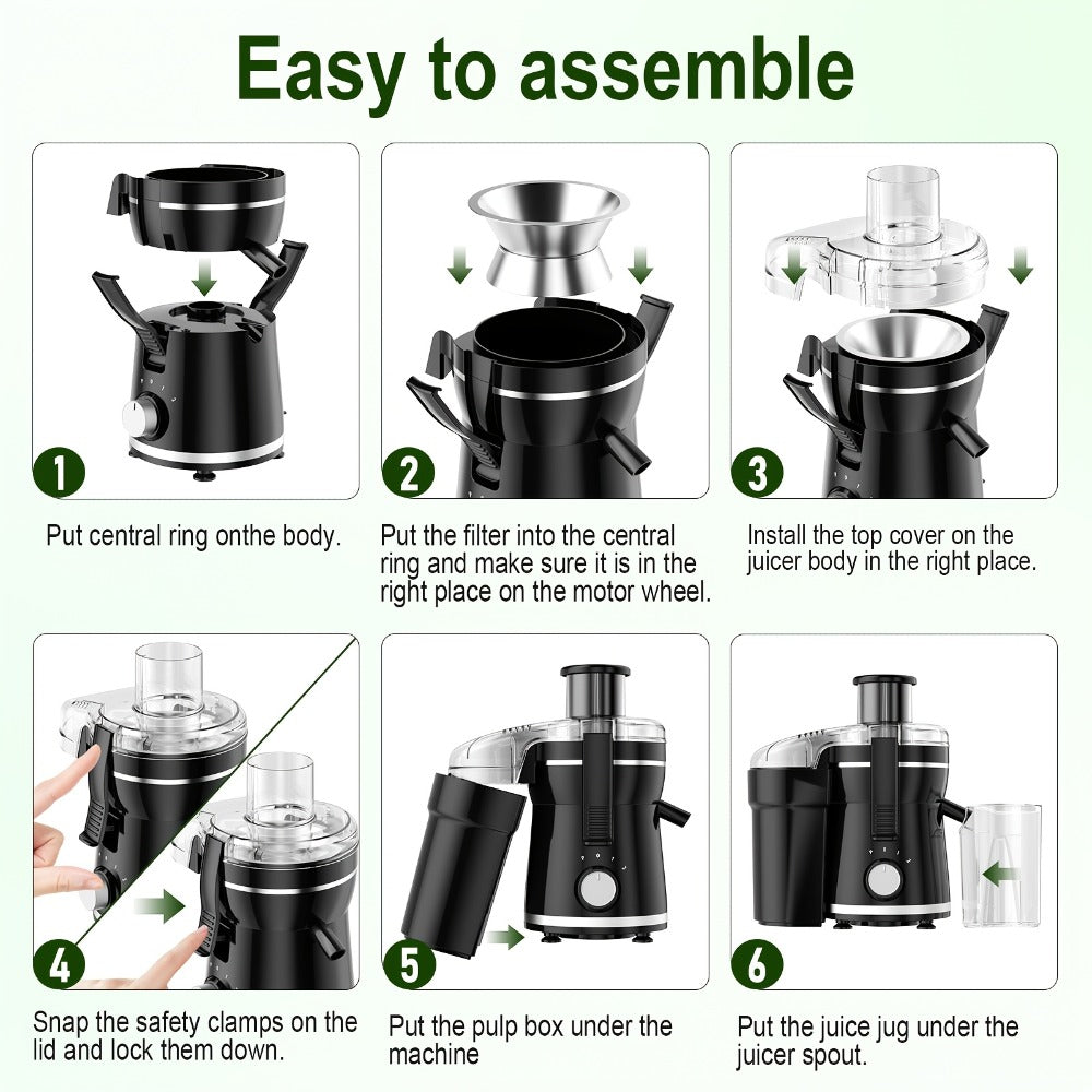 Centrifugal Juicer Machine 500W Wide 3¡± Feed Chute for Whole Fruits & Vegetables - Dual Speed, High Juice Yield, Stainless Steel, Dishwasher Safe Detachable Parts, Easy Clean Juicer for Healthy Living
