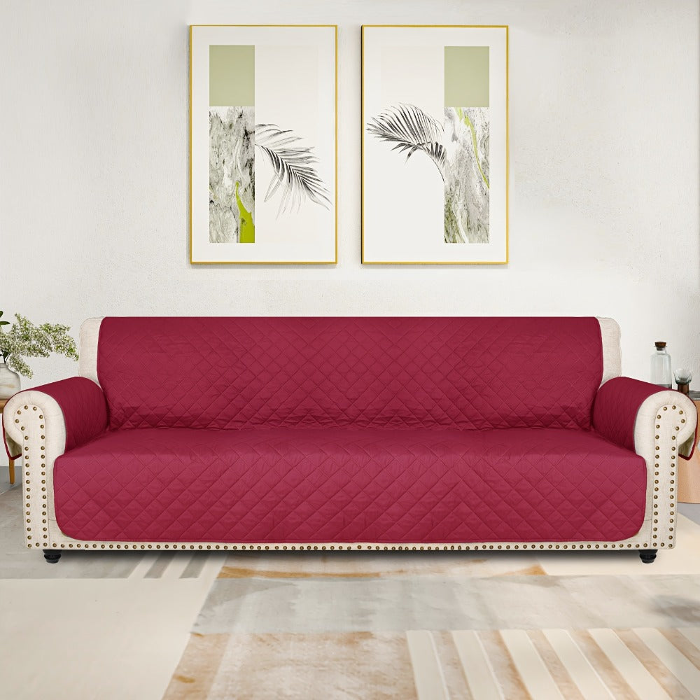 Sofa Slipcover 5-Layer Quilted Thick Sofa Cover Protector Elastic Strap Non-Slip Washable Pet Friendly Universal Fit 3 4 Seater Couch Cover for Living Room - 10 Colors