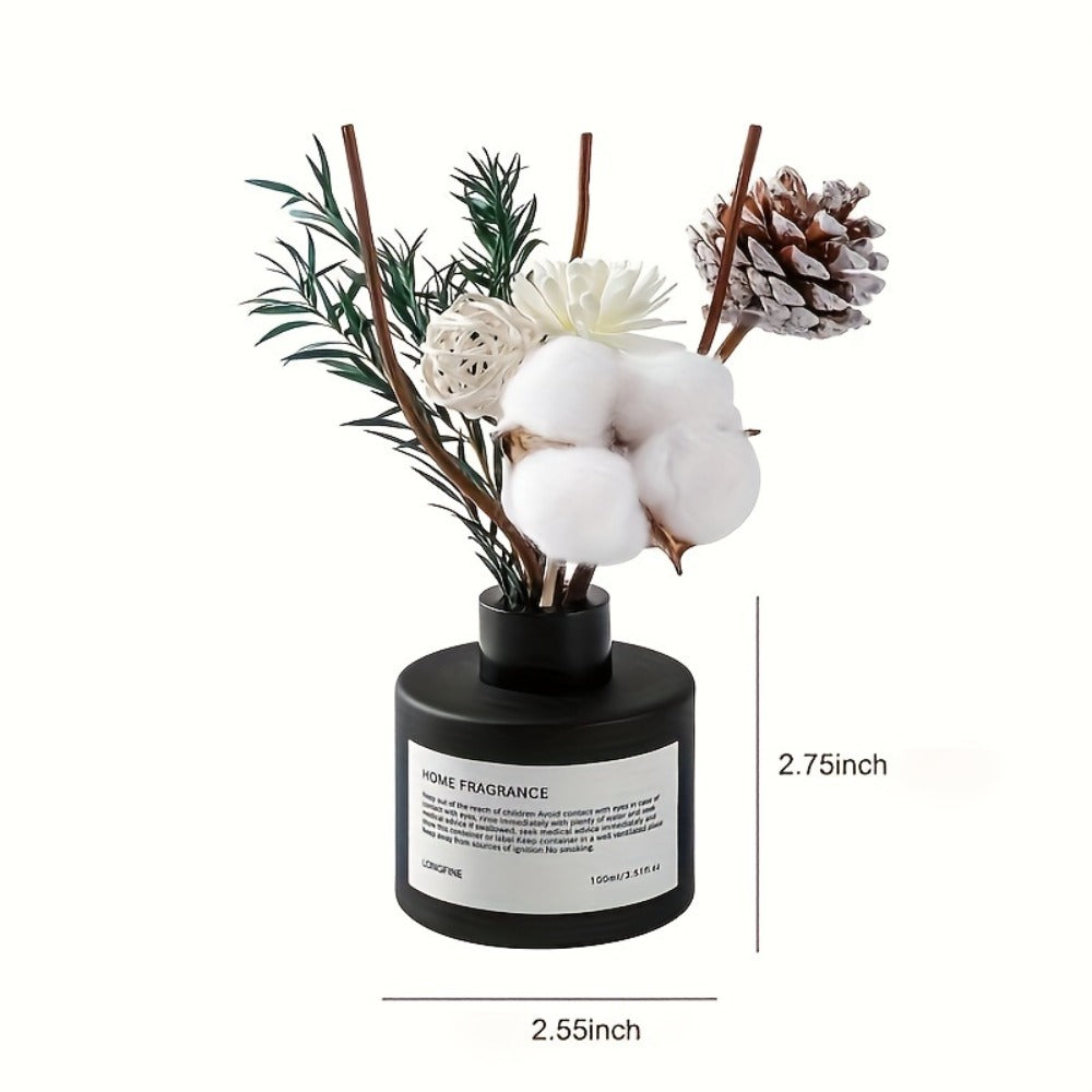 Reed Diffuser with Real Flowers & Essential Oil - Long-Lasting Home Fragrance Scent Sticks for Bedroom Bathroom Living Room, Jasmine Gardenia Sandalwood Citrus