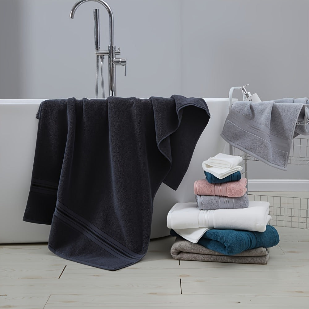 Cotton Bath Towel Set 8 Piece 550GSM Vintage Striped - 100% Cotton Hotel Quality Soft Absorbent Machine Washable | 2 Bath 2 Hand 4 Washcloths | 15 Colors | Bathroom Hotel Spa Gift