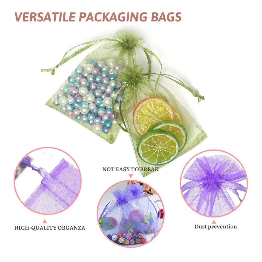 Organza Gift Bags 200pcs Drawstring Mesh Party Favor Bags Jewelry Pouches Wedding Christmas Candy Bags