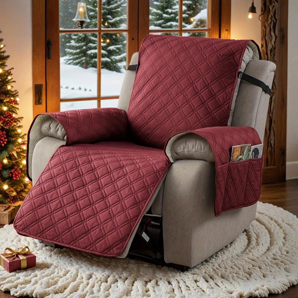 Recliner Chair Cover Waterproof Dual-Layer with Side Pockets Non-Slip Scratch Resistant Machine Washable Pet Protection 11 Colors