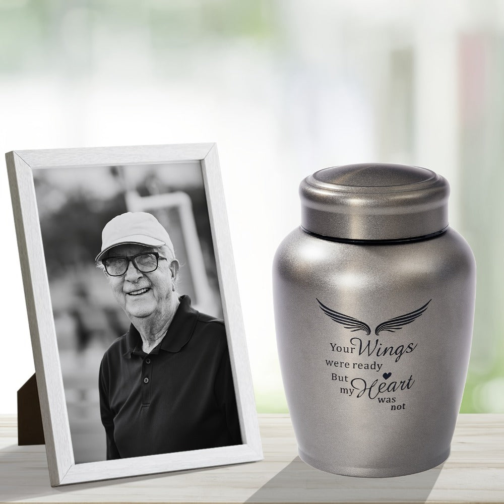 Cremation Urn for Human Ashes Large 8.5 Inch Stainless Steel Burial Urn for Adult Male Female, Memorial Urn for Cremated Remains Holds Up to 180 LBS, Silver or Black