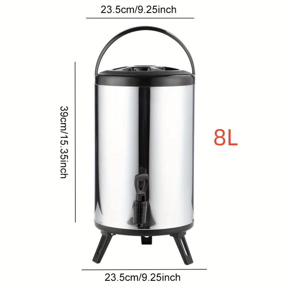 Stainless Steel Beverage Dispenser with Spigot Insulated Drink Bucket for Hot Cold Coffee Tea Juice Water Party Catering Drink Container 6L