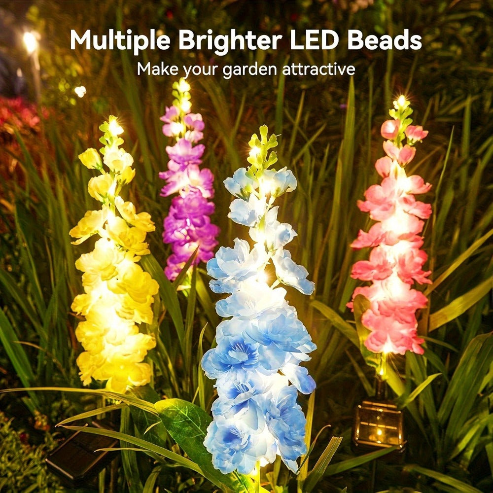 Solar Garden Lights Outdoor - 2 Pack 27 Inch Delphinium Flower Stake Lights with 36 LEDs & 600mAh Battery | Waterproof Solar Yard Lights for Patio, Lawn & Garden Decor | Mother's Day Gift