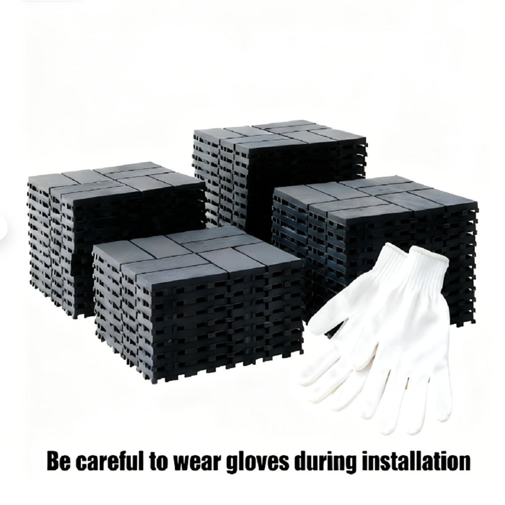 Interlocking Deck Tiles 44-Pack 12¡±x12¡± Waterproof Outdoor Patio Tiles ¨C All-Weather PP Material, High Load-Bearing, Easy Snap-Lock Install, Grid Pattern Flooring for Poolside, Balcony, Backyard, Patio & Bathroom