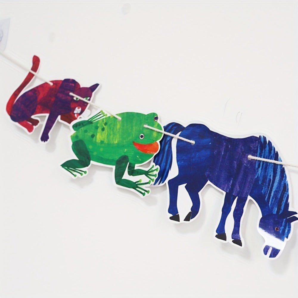 Brown Bear and Friends Paper Banner Garland 3 Meter Educational Wall Decoration Nursery Kindergarten Classroom Kids Room Book Theme Party Decor 11 Cards