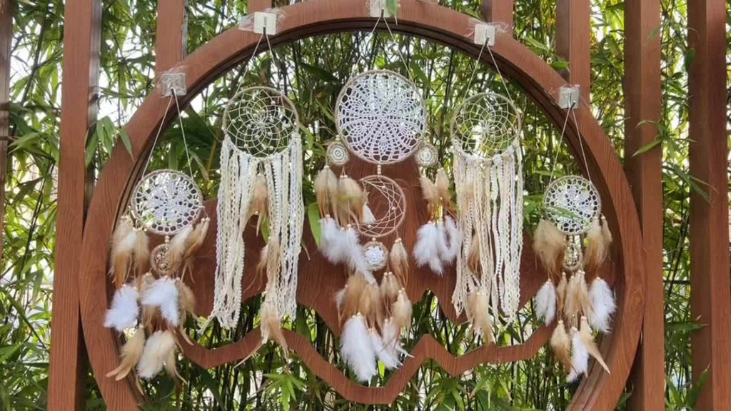 Dream Catcher Wall Decor 5 Pack Large Handmade Boho Dream Catchers Moon Sun Wall Hanging Decoration Bohemian Bedroom Decor Aesthetic Room Decor Bed Decoration Boho Wall Art Camel