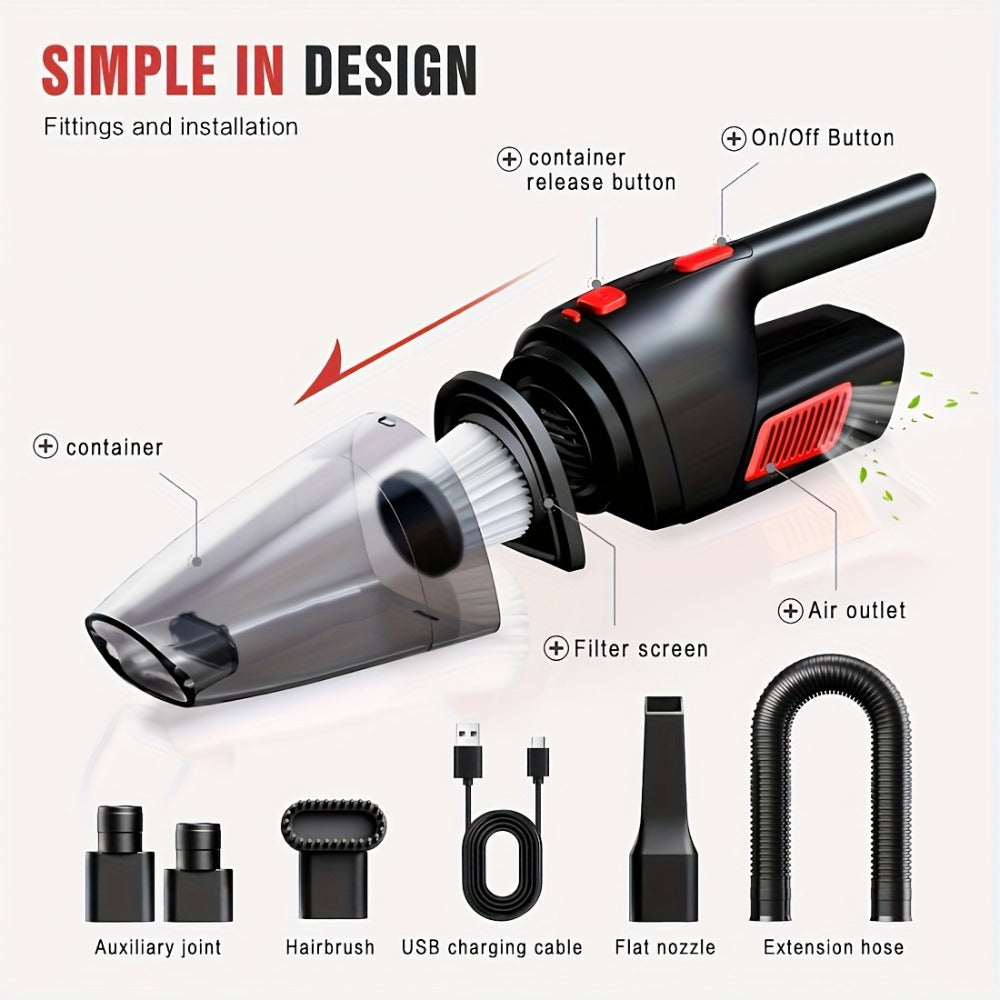 Handheld Vacuum Cleaner Cordless 200W Powerful Suction Lightweight Portable with Low Noise 40dB Crevice Tool Easy Empty Dustbin for Car Home Office Carpet Hard Floor (Black Red Black Purple)