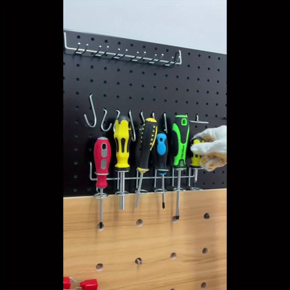 Black Metal Pegboard Wall Organizer Set with Hooks 66/100pcs, 12x24 Inch Heavy Duty Wall Mounted Pegboard Kit for Garage Workshop Tool Storage, Includes Paper Towel Holder & Workbench Accessories
