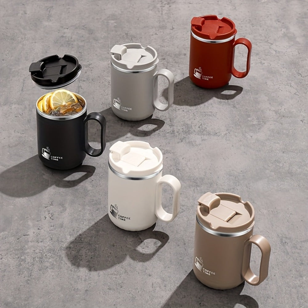 Stainless Steel Travel Mug Valentine's Letter Print Double Wall Insulated Coffee Cup Leak-Proof Lid 500ml Office Home Travel