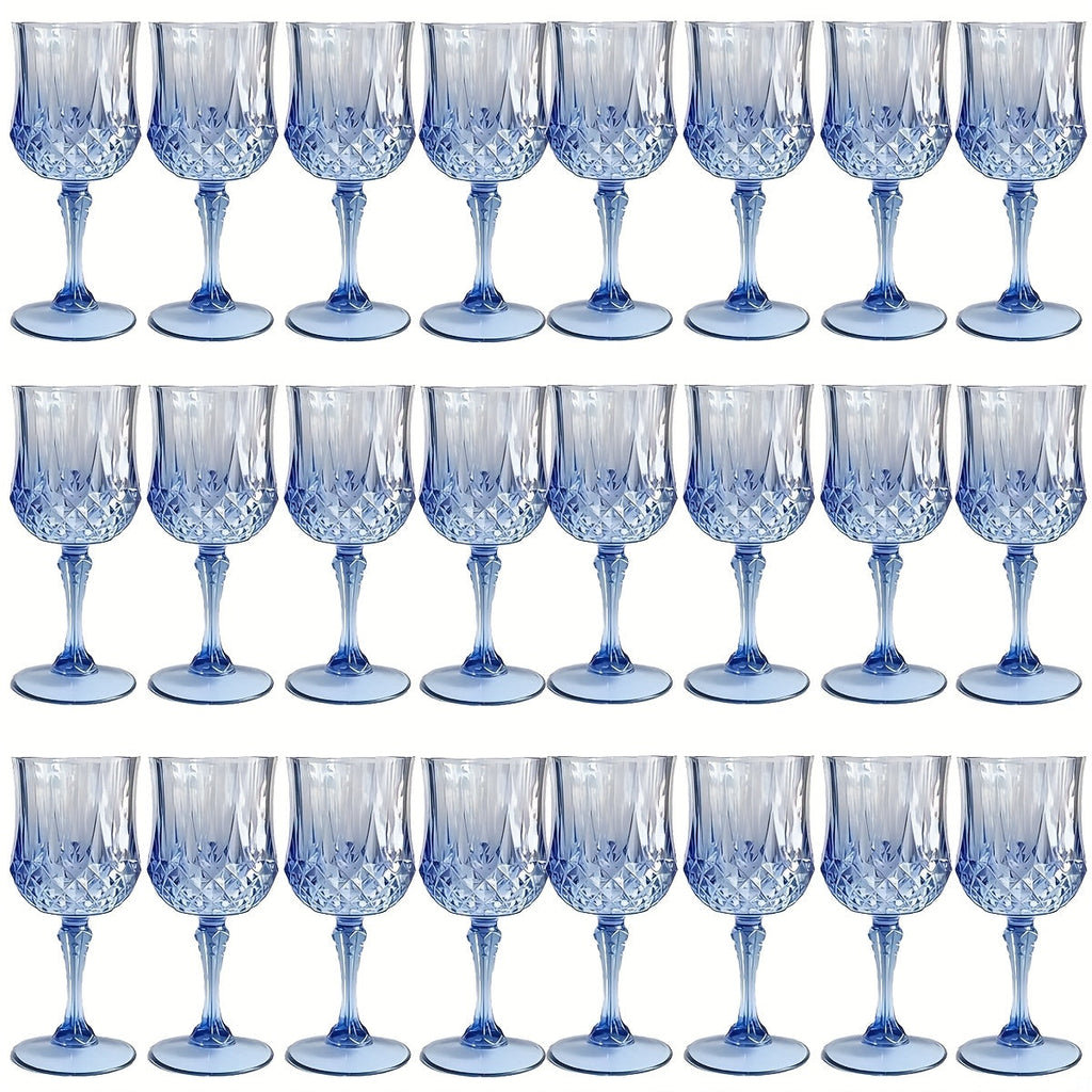 Plastic Wine Glasses 24 Pack ¨C Colorful Shatterproof Goblets for Parties, Weddings & Events ¨C Reusable Vintage-Style Stemmed Cups ¨C Lightweight Bulk Drinkware in Pink, Gold, Blue, Rose Gold & Green