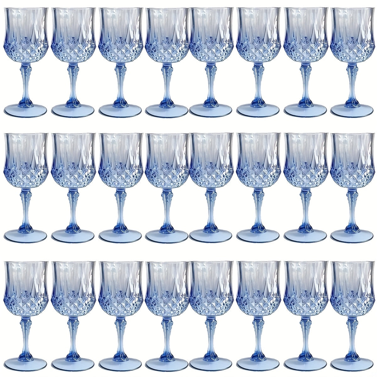 Plastic Wine Glasses 24 Pack ¨C Colorful Shatterproof Goblets for Parties, Weddings & Events ¨C Reusable Vintage-Style Stemmed Cups ¨C Lightweight Bulk Drinkware in Pink, Gold, Blue, Rose Gold & Green