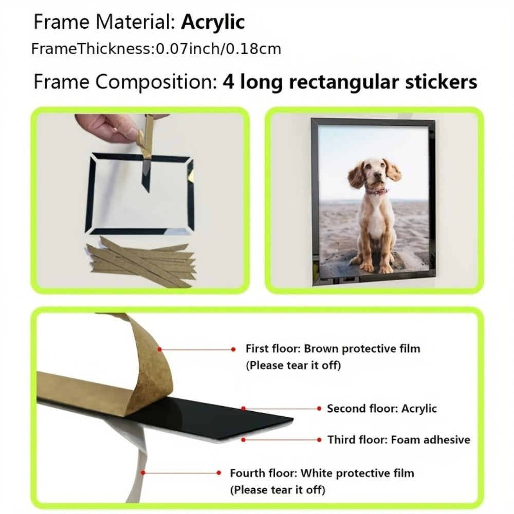Family Tree Wall Sticker 3D Acrylic Photo Frame Collage ¨C Removable Leaf-Shaped Picture Display with ¡±Family¡± & ¡±Love¡± Text, Peel & Stick Living Room Wall Decor, 81.5 x 57.48 Inches