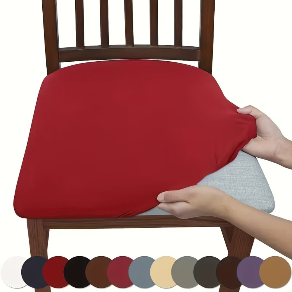 Dining Chair Covers Set of 4 Stretch Elastic Seat Slipcovers Soft Brushed Polyester Solid Color Chair Protector for Home Office Kitchen