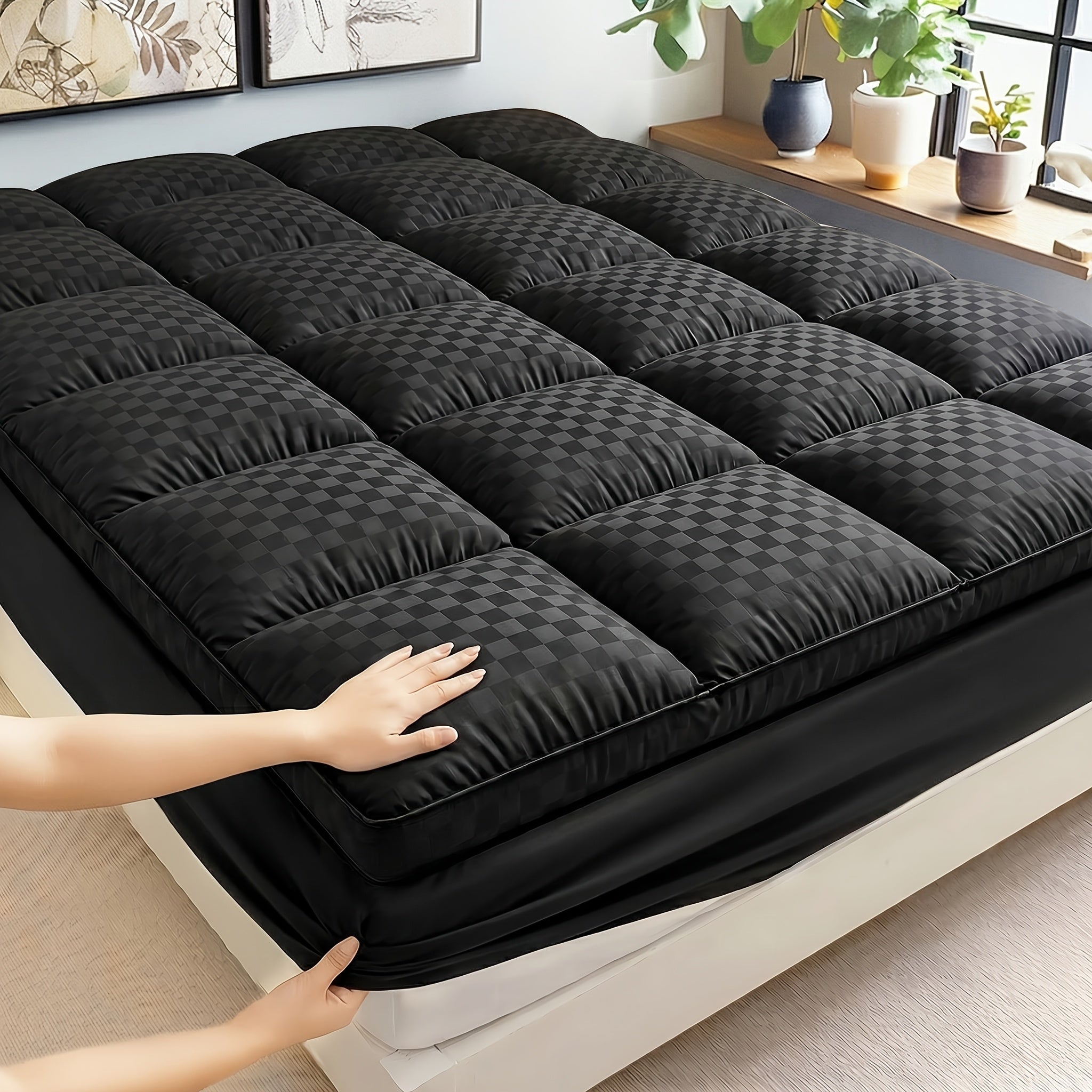 Quilted Mattress Pad Soft Mattress Protector | Machine Washable 500GSM 100% Polyester Deep Pocket 8-12 Inch Fitted Bed Cover Twin Full Queen King California King 4 Colors