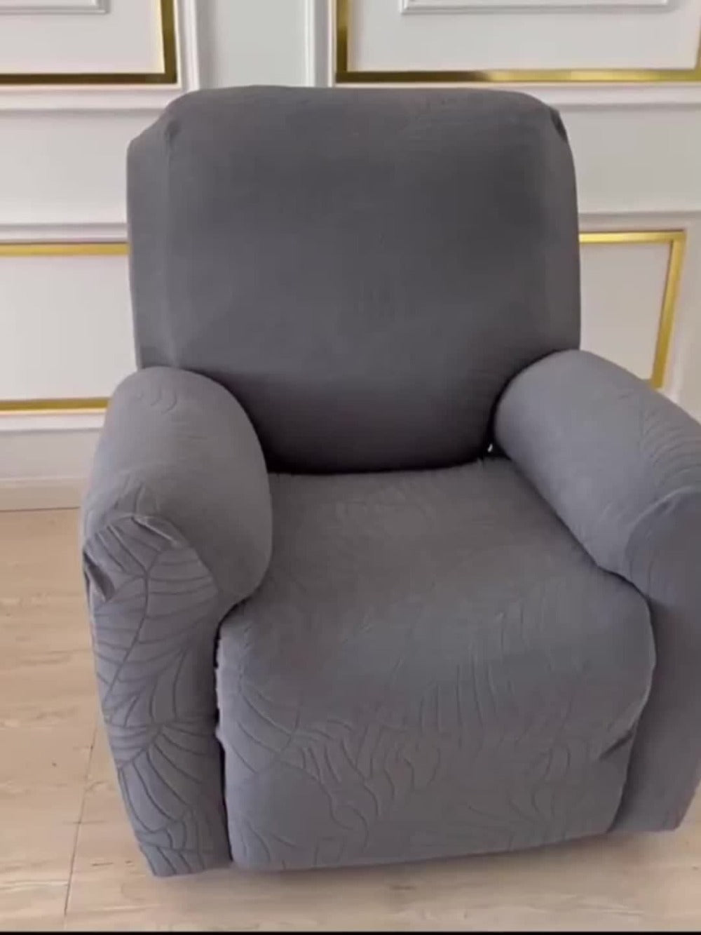 Recliner Chair Cover Slipcover 4-Piece Set ¨C Leaf Jacquard Stretch Furniture Protector with Storage Pocket, Non-Slip Recliner Sofa Cover for Living Room, Machine Washable, 6 Colors Available