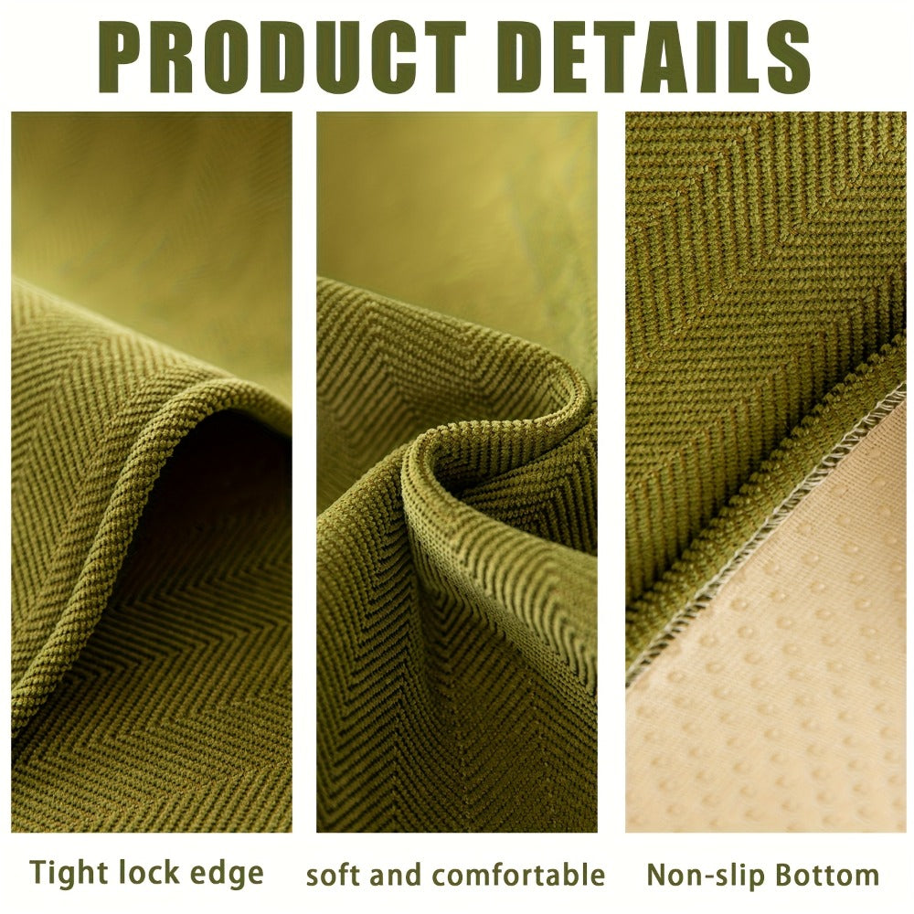 Chenille Ribbed Sofa Cover - Pet Friendly Non-Slip Machine Washable Soft Stretch Slipcover for 1-4 Seater Sectional Sofa Living Room Bedroom Office, 9 Colors