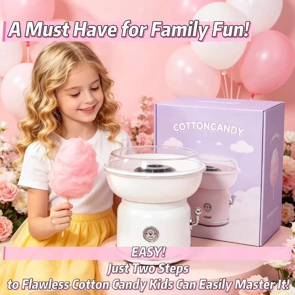 Cotton Candy Machine for Home & Commercial Use ¨C Desktop Tabletop Floss Maker, Food-Grade Anti-Scald Design, Makes Colorful Fancy Spun Sugar, Includes Colored Sugar & Rolling Sticks