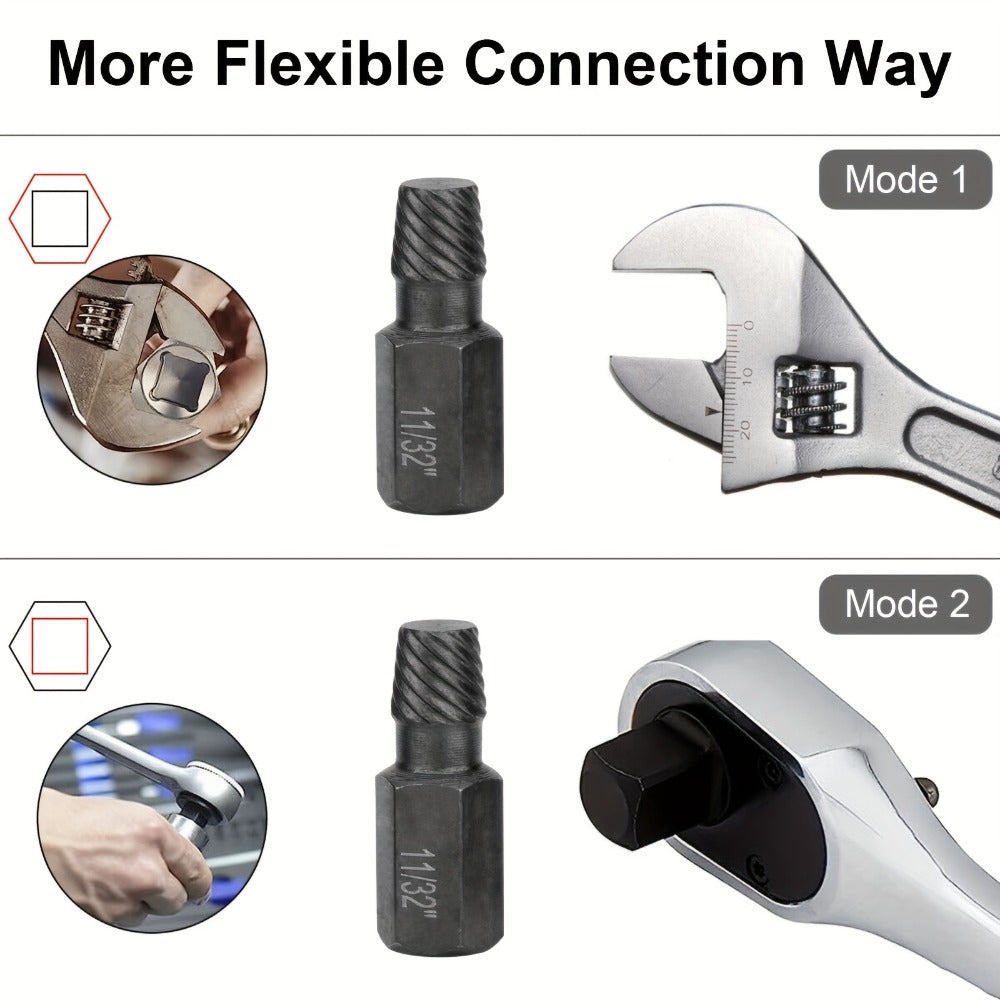 Screw Extractor Set 10pcs, 1/8¡± to 13/32¡± Broken Bolt Extractor Kit, Left-Handed Alloy Steel Nut & Stud Remover Tool for Stripped Screws, Bolts, Threaded Pipes & Fittings