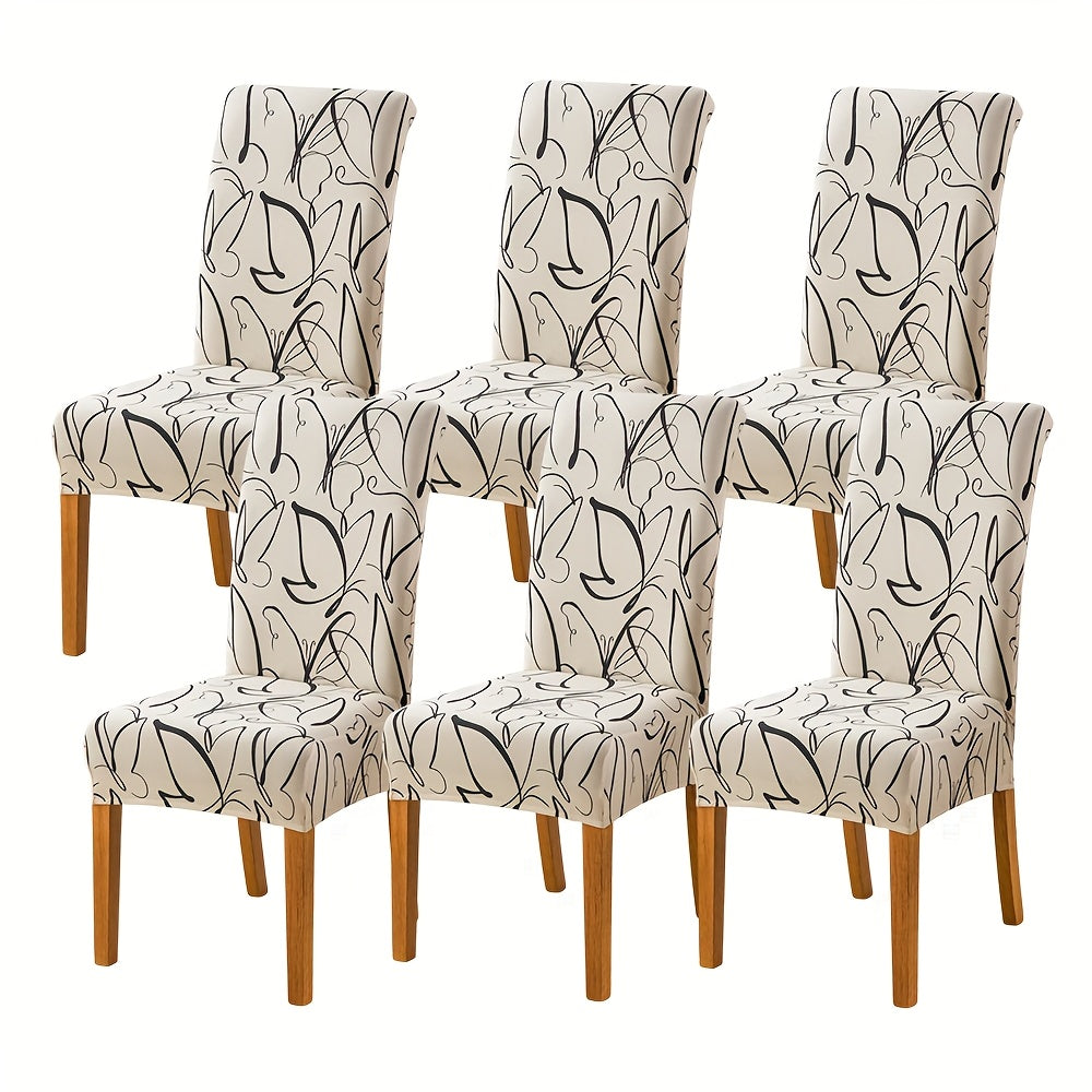 Dining Chair Covers Slipcovers Set of 4 or 6 - Spandex Stretch Milk Velvet Removable Washable Parsons Chair Protector | Anti-Slip Elastic Band | Multiple Prints | Kitchen Dining Room Hotel Ceremony