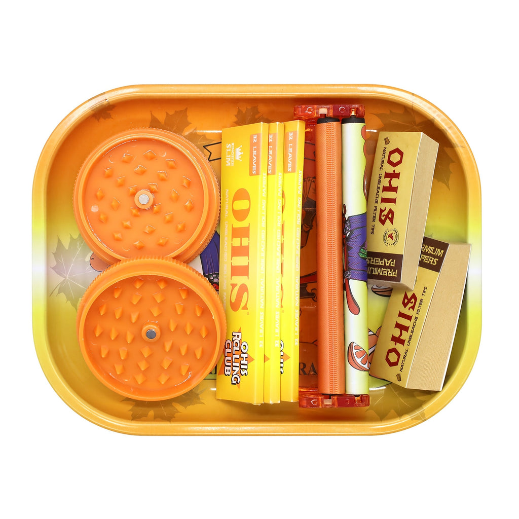 Rolling Tray Set with Grinder Rolling Papers Filter Tips Cigarette Maker - Complete Smoking Accessories Kit Gift Set for Valentine's Day